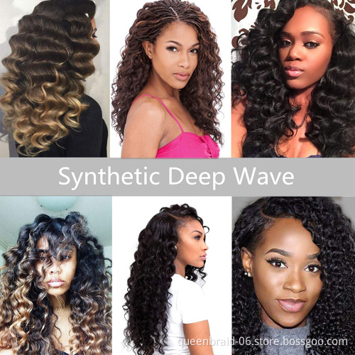 22inch Long Deep Twist Crochet Hair Water Wave Hair Synthetic Braiding Hair Extensions For Black Women